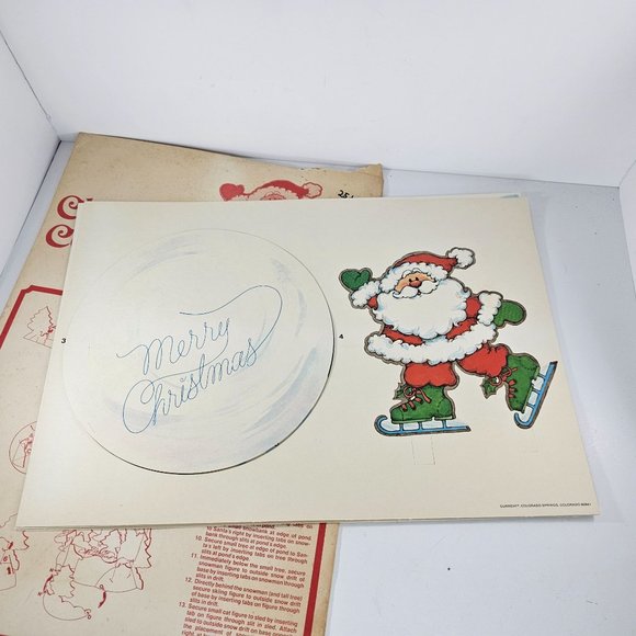 Vintage Current Inc Christmas Centerpiece Skating Santa Holiday Decor 1979 - Picture 8 of 12